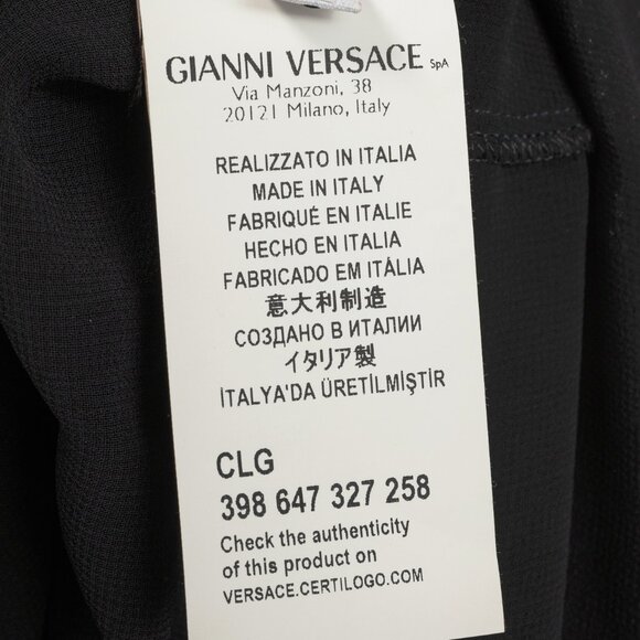 Versace Collection Black Crepe Rhinestone-Waist Cape Mini Dress - Picture 10 of 12